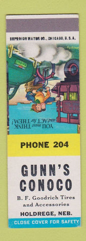 Matchbook Cover - Gunn's Conoco oil gas Holdrege NE SAMPLE