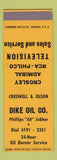 Matchbook Cover - Dike oil gas Phillips 66 RCA Philco TV SAMPLE
