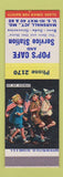 Matchbook Cover - Pop's Cafe Service oil gas Marshall Junction MO SAMPLE