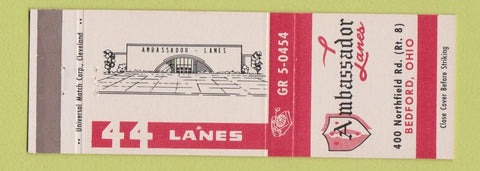 Matchbook Cover - Ambassador Lanes Bowling Bedford OH