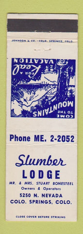 Matchbook Cover - Slumber Lodge Colorado Springs