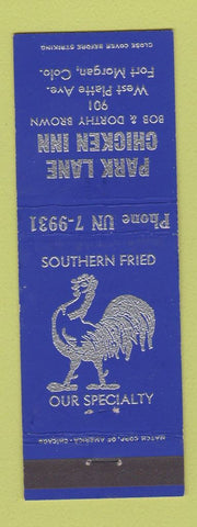 Matchbook Cover - Park Lane Chicken Inn Fort Morgan Colorado