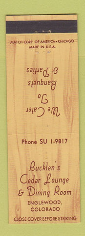 Matchbook Cover - Bucklen's Cedar Lounge Englewood Colorado