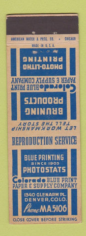 Matchbook Cover - Bruning Products Colorado Blueprint Denver
