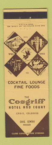 Matchbook Cover - Cosgrill Hotel Craig Colorado