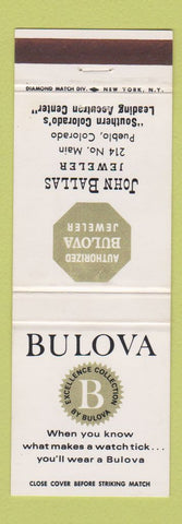 Matchbook Cover - Bulova Watches John Ballas Jeweler Pueblo Colorado