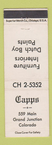 Matchbook Cover - Capps Furniture Dutch Boy Paint Grand Junction Colorado