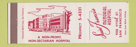Matchbook Cover - Saint Francis Memorial Hospital San Francisco CA