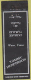 Matchbook Cover - Tommy Henderson Cabbage Tamales Waco TX