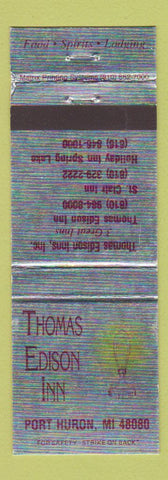 Matchbook Cover - Thomas Edison Inn Port Huron MI