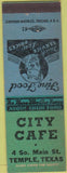 Matchbook Cover - City Cafe Temple TX
