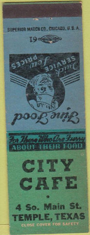 Matchbook Cover - City Cafe Temple TX