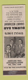 Matchbook Cover - Burma Bar Cabaret Restaurant Bronx NY Gemtone Trio WEAR