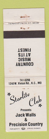 Matchbook Cover - Starlite Club Jack Walls Kansas City MO WEAR