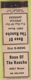 Matchbook Cover - Rose of Rancho