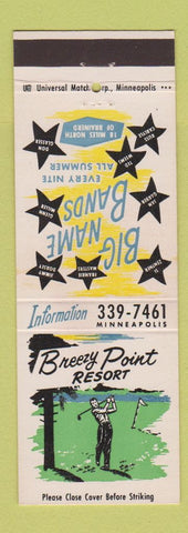 Matchbook Cover - Breezy Point Resort Minneapolis MN Jimmy Dorsey Glenn Miller