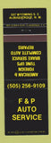 Matchbook Cover - F&P Auto Service Albuquerque NM