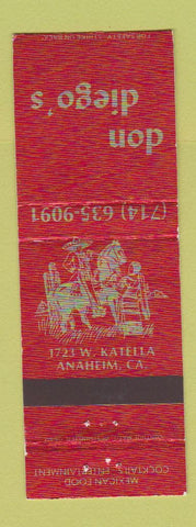 Matchbook Cover - Don Diego's Mexican Food Anaheim CA