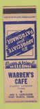 Matchbook Cover - Warren's Cafe Fort Worth TX