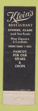 Matchbook Cover - Klein's Restaurant Seafood Pittsburgh PA feature WEAR