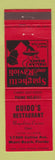 Matchbook Cover - Guido's Restaurant Italian Miami Beach FL