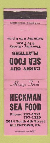 Matchbook Cover - Heckman Seafood Allentown PA WEAR