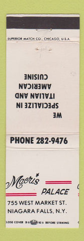 Matchbook Cover - Macris Palace Niagara Falls NY Italian MISCUT