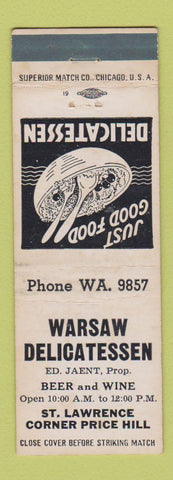 Matchbook Cover - Warsaw Deli