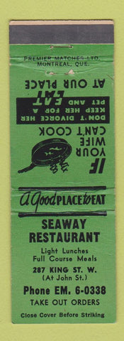 Matchbook Cover - Seaway Restaurant Canada WEAR