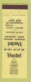 Matchbook Cover - Vondel Brasserie Vrijagmarkt Ghent Belgium WEAR