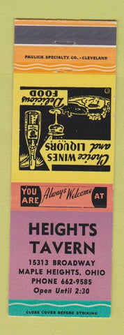 Matchbook Cover - Heights Tavern Maple Heights OH
