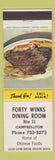 Matchbook Cover - Forty Winks Dining Room Campbellton NB