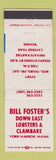 Matchbook Cover - Bill Foster's Down East Lobster Clambake York Harbor ME
