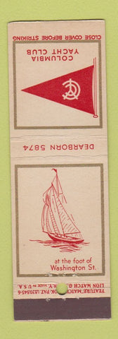Matchbook Cover - Columbia Yacht Club feature