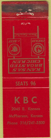 Matchbook Cover - KBC Mcpherson KS restaurant
