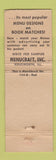 Matchbook Cover - Menucraft Matches Kenilworth IL WEAR