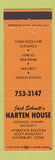 Matchbook Cover - Jack Schmitt's Harten House Waterbury CT ORANGE