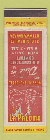 Matchbook Cover - La Paloma Restaurant Ottawa ON