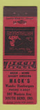 Matchbook Cover - Mack's Hamburgers South Bend IN