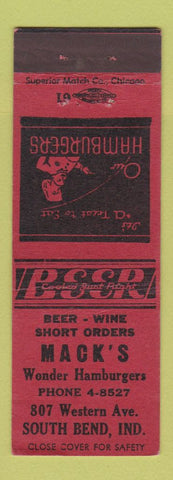 Matchbook Cover - Mack's Hamburgers South Bend IN