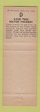 Matchbook Cover - Vodene Dress Shop KFOX Radio Long Beach CA
