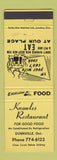 Matchbook Cover - Knowles Restaurant Dunnville ON