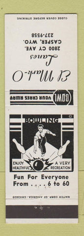 Matchbook Cover - El Mark O Lanes Bowling Casper WY