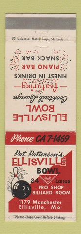 Matchbook Cover - Pat Patterson's Ellisville Bowling AMF Ellisville MO