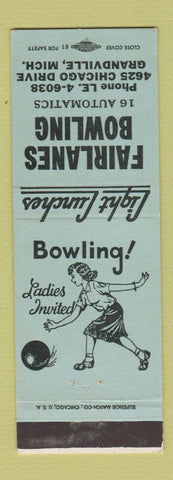 Matchbook Cover - Fairlanes Bowling Grandville MI girlie