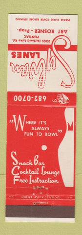Matchbook Cover - Sylvan Lanes Bowling Pontiac MI