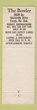 Matchbook Cover - The Bowler Bowling Fargo ND