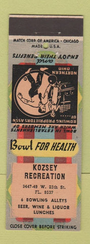 Matchbook Cover - Kozsey Recreation Bowling