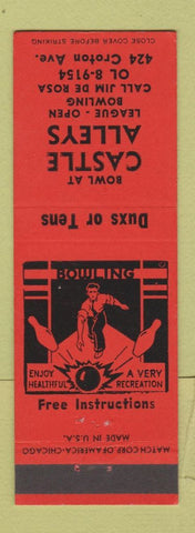 Matchbook Cover - Castle Alleys Bowling