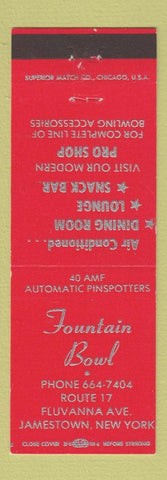 Matchbook Cover - Fountain Bowling Jamestown NY